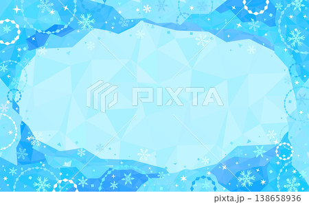 ポップなひんやり氷フレームと氷背景4_横 138658936