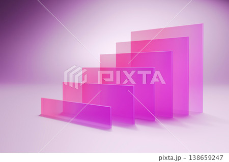 Pink transparent glass stairs on light purple studio background 138659247