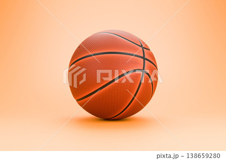 Classic orange basketball ball on light orange studio background 138659280