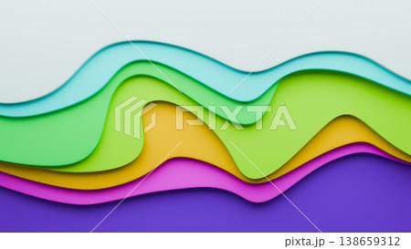 Colorful layered paper cut background with rainbow wave shapes Colorful layered paper cut background with rainbow wave shapes 138659312