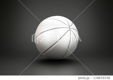 White basketball ball with black lines on dark background White basketball ball with black lines on dark background 138659336