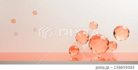 Transparent orange glass spheres on a minimalist beige background Transparent orange glass spheres on a minimalist beige background 138659383