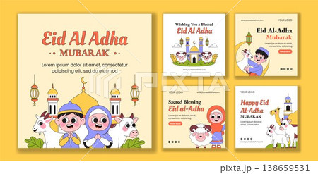 Happy Eid Al Adha Flat Cartoon Hand Drawn Social Media Post Background Illustration Happy Eid Al Adha Flat Cartoon Hand Drawn Social Media Post Background Illustration 138659531