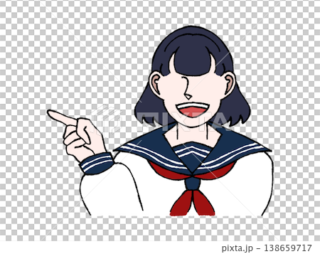 女子学生 制服 指差し 案内 左向き バストアップ イラスト 女子学生 制服 指差し 案内 左向き バストアップ イラスト 138659717