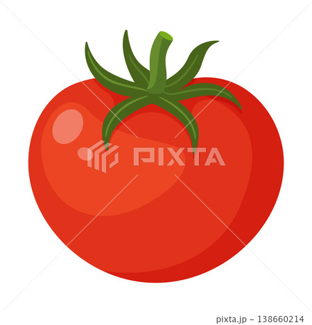 Whole ripe red tomato. Hand drawn trendy flat style isolated on transparent background Whole ripe red tomato. Hand drawn trendy flat style isolated on transparent background 138660214