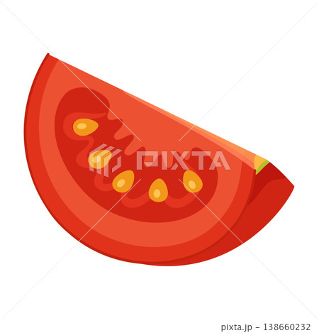 Ripe red tomato wedge. Hand drawn trendy flat style isolated on transparent 138660232
