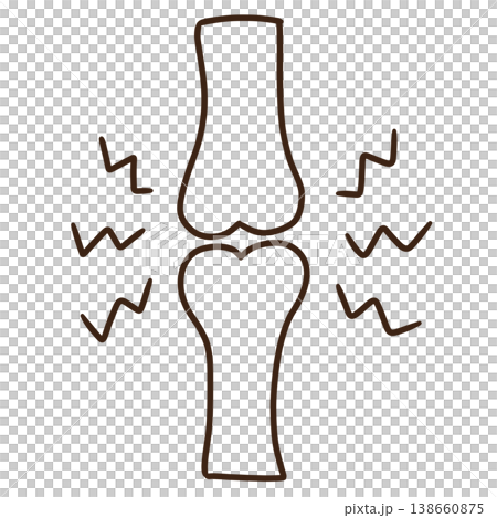 痛みを抱える膝関節のシンプルな手描きイラスト 138660875