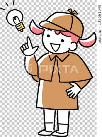アイデアが浮かんだ探偵の女の子 アイデアが浮かんだ探偵の女の子 138661049