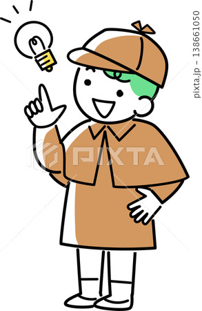 アイデアが浮かんだ探偵の男の子 138661050