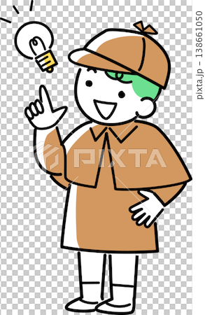 アイデアが浮かんだ探偵の男の子 138661050
