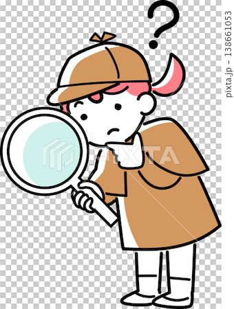 虫眼鏡を持って調べる探偵の女の子 138661053