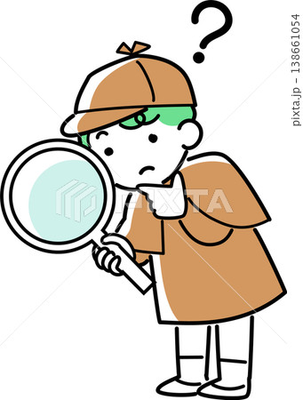 虫眼鏡を持って調べる探偵の男の子 138661054