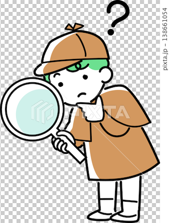 虫眼鏡を持って調べる探偵の男の子 138661054