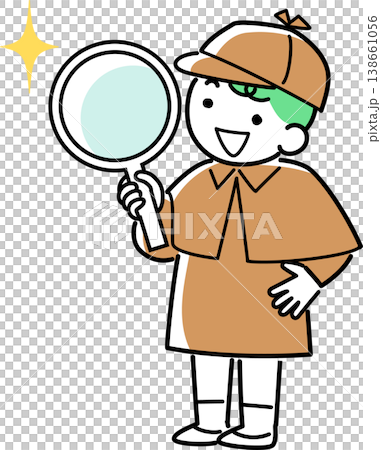 虫眼鏡を持って調べる探偵の男の子 138661056