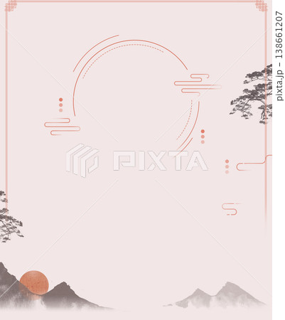 Chinese style landscape architecture with golden, blue, and pink ink, traditional aesthetic art illustration Chinese style landscape architecture with golden, blue, and pink ink, traditional aesthetic art illustration 138661207