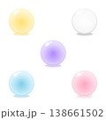 ぷるんとした円形素材 5色セット ジェル風 光沢グラデーション 透明感デザイン素材 138661502