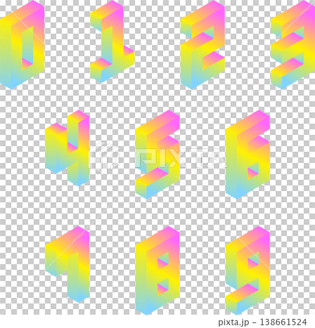 霓虹漸層色3D字母和數字 09 霓虹漸層色3D字母和數字 09 138661524