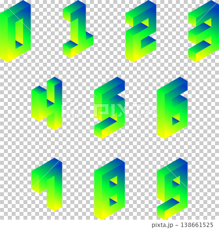 Neon color gradient 3D letters and numbers 10 Neon color gradient 3D letters and numbers 10 138661525