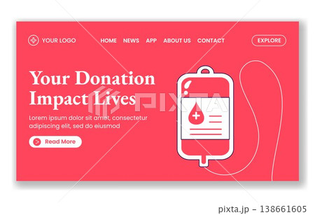 Social Media Landing Page Flat Cartoon Hand Drawn Template World Blood Donor Day Social Media Landing Page Flat Cartoon Hand Drawn Template World Blood Donor Day 138661605