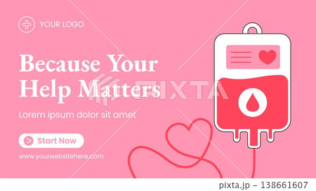 Flat Cartoon Hand Drawn Social Media Thumbnail Background World Blood Donor Day 138661607