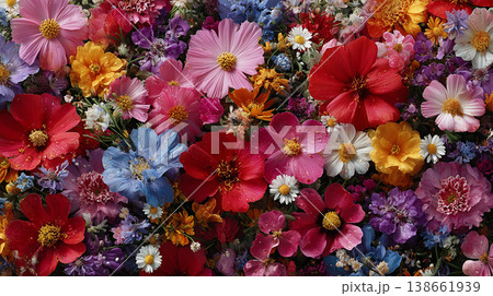 満開の野花の絨毯 138661939