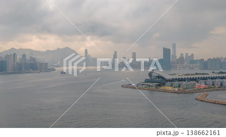 March 28 2026 Harbour skyline fading through heavy coastal haze, HK 138662161