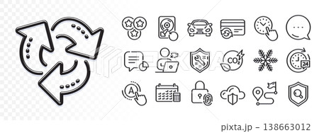 Stars, Time management and Video conference line icons for web app. Glare of light effect. Message icon. Pack of Recycle, Snowflake, Calendar pictogram icons. Vector 138663012