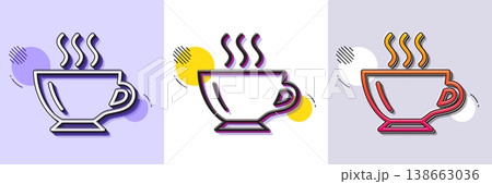 Coffee cup line icon. Halftone dotted pattern. Gradient icon with grain shadow. Hot drink sign. Cappuccino symbol. Line coffee icon. Various designs. Vector Coffee cup line icon. Halftone dotted pattern. Gradient icon with grain shadow. Hot drink sign. Cappuccino symbol. Line coffee icon. Various designs. Vector 138663036