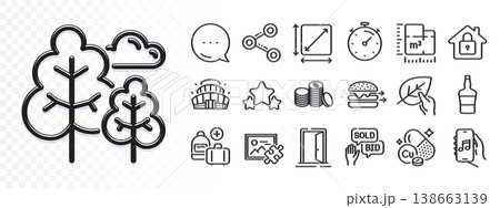 Share, Timer and Stars line icons for web app. Glare of light effect. Message icon. Pack of Lock, Music app, Open door pictogram icons. Food delivery, Add handbag, Floor plan signs. Vector Share, Timer and Stars line icons for web app. Glare of light effect. Message icon. Pack of Lock, Music app, Open door pictogram icons. Food delivery, Add handbag, Floor plan signs. Vector 138663139