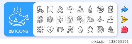 Cough, Coronavirus and Fish dish line icons. Interest rate, AI generate, Inflation icons. Pack of Blood donation, Medical drugs, Bike timer icon. Vector Cough, Coronavirus and Fish dish line icons. Interest rate, AI generate, Inflation icons. Pack of Blood donation, Medical drugs, Bike timer icon. Vector 138663191