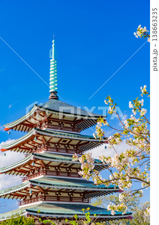 （静岡県）香貫山・香陵台、満開の桜に覆われた慰霊平和塔 138663235