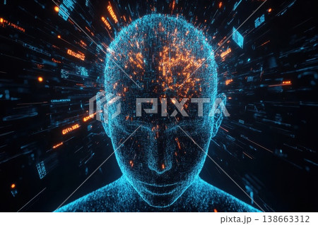 Hyper-Detailed Visualization of Data Overload in a Digital Head Concept Hyper-Detailed Visualization of Data Overload in a Digital Head Concept 138663312