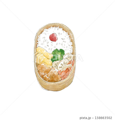 曲げわっぱに入ったお弁当のイラスト 曲げわっぱに入ったお弁当のイラスト 138663502