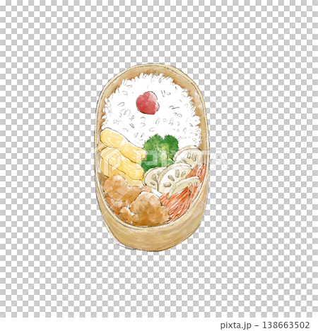 曲げわっぱに入ったお弁当のイラスト 曲げわっぱに入ったお弁当のイラスト 138663502
