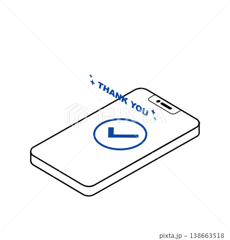 スマホの決済完了と感謝のメッセージ「Thank you」アイソメトリックイラスト スマホの決済完了と感謝のメッセージ「Thank you」アイソメトリックイラスト 138663518