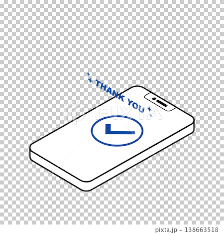 スマホの決済完了と感謝のメッセージ「Thank you」アイソメトリックイラスト スマホの決済完了と感謝のメッセージ「Thank you」アイソメトリックイラスト 138663518
