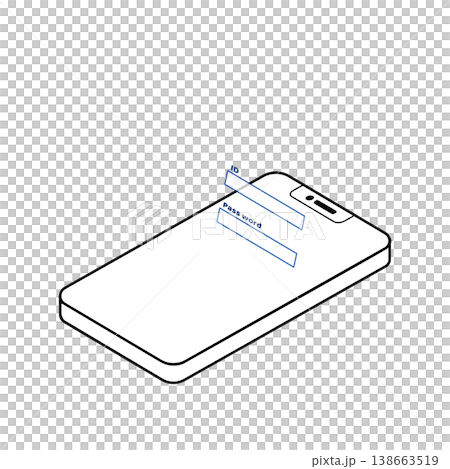 スマホのログイン画面とIDパスワード入力欄のアイソメトリックイラスト スマホのログイン画面とIDパスワード入力欄のアイソメトリックイラスト 138663519
