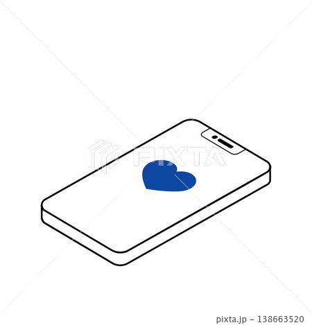 スマホとお気に入りのハートのアイソメトリックイラスト スマホとお気に入りのハートのアイソメトリックイラスト 138663520