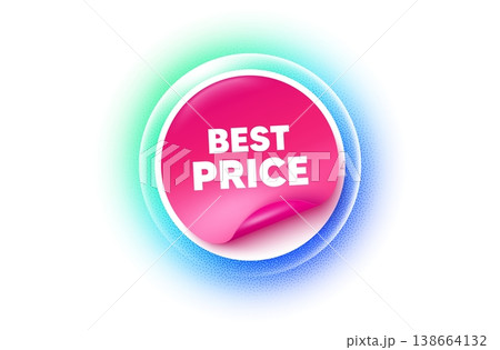 Best price sticker blue gradient. Paper offer price tag. Best Price tag. Special offer Sale sign. Advertising Discounts symbol. Sticker label. Grain dots effect. Vector 138664132