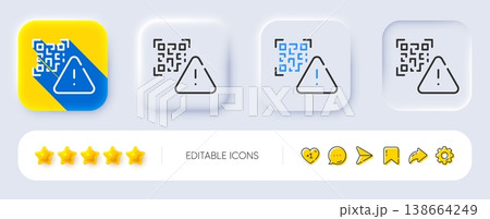 Qr code line icon. Neumorphic, Flat shadow, 3d buttons. Scan barcode sign. Certificate warning symbol. Line qr code icon. Social media icons. Vector Qr code line icon. Neumorphic, Flat shadow, 3d buttons. Scan barcode sign. Certificate warning symbol. Line qr code icon. Social media icons. Vector 138664249