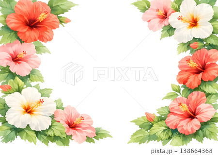 華やかなハイビスカスの花のフレーム 138664368
