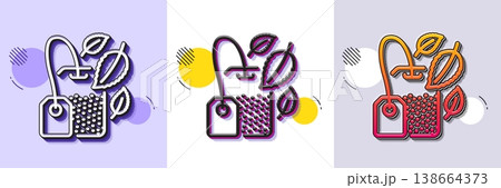 Mint Tea bag line icon. Halftone dotted pattern. Gradient icon with grain shadow. Fresh herbal beverage sign. Mentha leaves symbol. Line mint bag icon. Various designs. Vector Mint Tea bag line icon. Halftone dotted pattern. Gradient icon with grain shadow. Fresh herbal beverage sign. Mentha leaves symbol. Line mint bag icon. Various designs. Vector 138664373