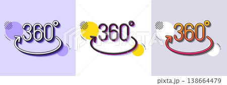 360 degree line icon. Halftone dotted pattern. Gradient icon with grain shadow. Full rotation sign. VR technology simulation symbol. Line full rotation icon. Various designs. Vector 360 degree line icon. Halftone dotted pattern. Gradient icon with grain shadow. Full rotation sign. VR technology simulation symbol. Line full rotation icon. Various designs. Vector 138664479