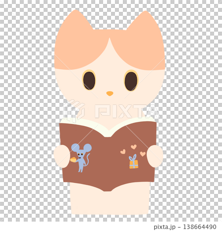 ねずみの絵本を読むネコ 138664490