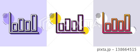 Histogram Column chart line icon. Halftone dotted pattern. Gradient icon with grain shadow. Financial graph sign. Stock exchange symbol. Business investment. Line report diagram icon. Vector 138664515
