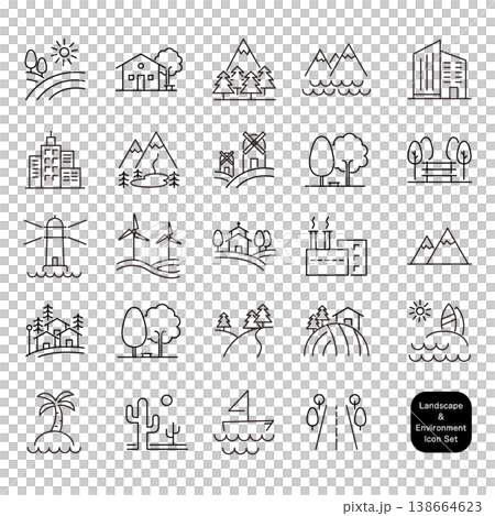 Landscape and Environment Icon Set Landscape and Environment Icon Set 138664623