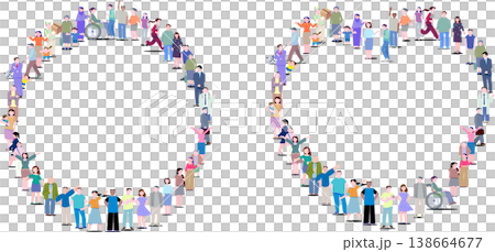 多様な人々の輪のフレームセット クリーンパスとコピースペースのあるベクターイラスト 138664677