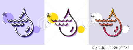 Hydroelectricity line icon. Halftone dotted pattern. Gradient icon with grain shadow. Hydroelectric energy type sign. Water waves power symbol. Line hydroelectricity icon. Various designs. Vector Hydroelectricity line icon. Halftone dotted pattern. Gradient icon with grain shadow. Hydroelectric energy type sign. Water waves power symbol. Line hydroelectricity icon. Various designs. Vector 138664782