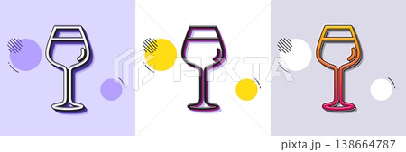Wine glass line icon. Halftone dotted pattern. Gradient icon with grain shadow. Bordeaux glass sign. Line bordeaux glass icon. Various designs. Vector 138664787