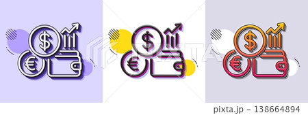 Currency rates line icon. Halftone dotted pattern. Gradient icon with grain shadow. Money exchange sign. Trade wallet symbol. Line currency rate icon. Various designs. Vector Currency rates line icon. Halftone dotted pattern. Gradient icon with grain shadow. Money exchange sign. Trade wallet symbol. Line currency rate icon. Various designs. Vector 138664894
